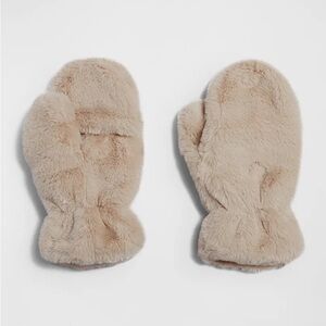 Apparis Plush Faux Fur Cream Mittens
